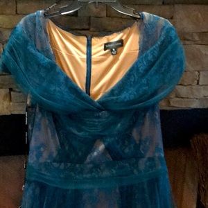 Tadashi Shoji Blue Lace Wedding Gown